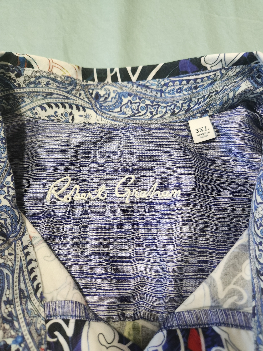 Robert Graham Multicolor Wave-Pattern Button-Up Long-sleeve Shirt Size 3XL - Picture 4 of 13